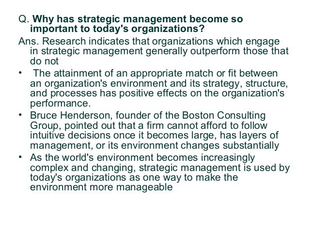 what is the purpose of strategic management need and importance of strategic management